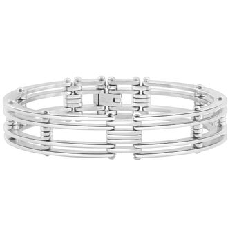 Pompeii3 Mens Steel Single tone 13.5mm Link Flexible Clasp 8.5 Bracelet