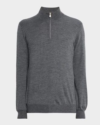 Brunello Cucinelli Mens Wool-Cashmere Half Zip Pullover Sweater