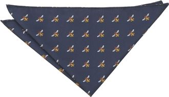 DQT Mens Embroidered Animals Novelty Handkerchief Pocket Square - Navy Blue Bee