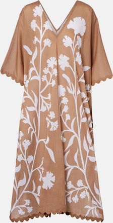 Juliet Dunn Floral scalloped cotton kaftan