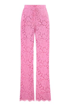 Dolce & Gabbana Womens Pink Lace Pant Viscose - Size EU 42 (Womens)