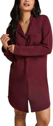 Hunkem&ouml;ller Essential Jersey Shirtdress in Windsor Wine at Nordstrom, Size Xx-Large