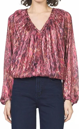 Dear John Denim Piaf Novelty Top In Pomegranate Flame