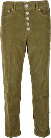 Dondup Katoenmix Tapered Leg Broek - Dames - Vrijetijds broeken - Groen - W28 - Katoen - Broeken