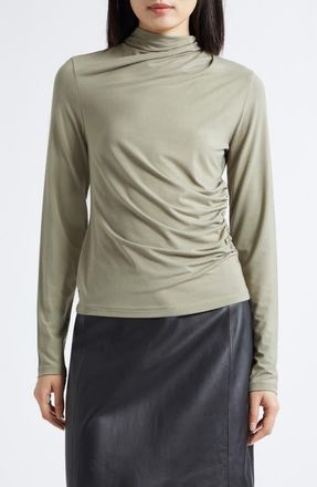 Vince Side Drape Funnel Neck Top in Artichoke at Nordstrom, Size Xx-Small