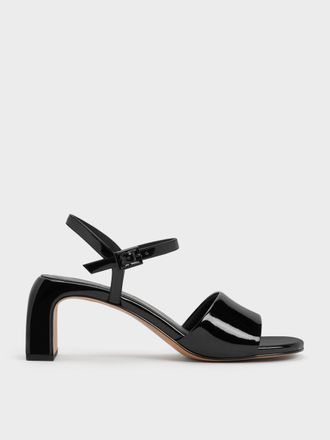 Charles & Keith Patent Ankle-Strap Heeled Sandals