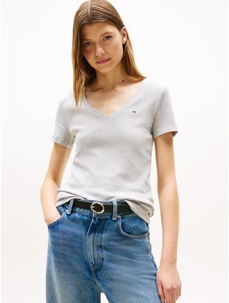 Tommy Hilfiger Womens V-Neck Favorite T-Shirt - Grey - XXL