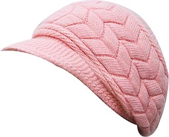 Generic Strawberry and Winter Warm Knitted Wool Hat Plus Korean Beret Hat Knitted Beret Hat, pink, One Size