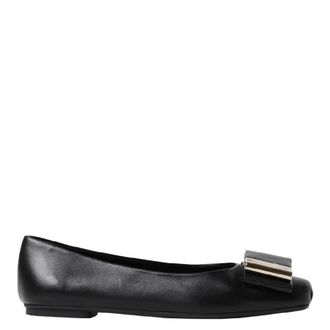 Ferragamo Double Bow Leather Ballet Flats, Size 7 C