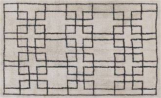 Beliani Alfombra De Algod&oacute;n Beige 140 X 200 Cm Geom&eacute;trico Anudado Escandinavo Sala De Estar Dormitorio Turhal