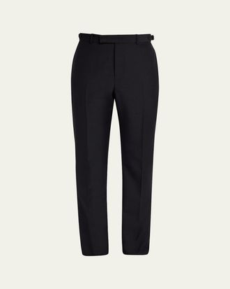 Alexander McQueen Mens Waist-Tab Straight Fit Flat-Front Trousers