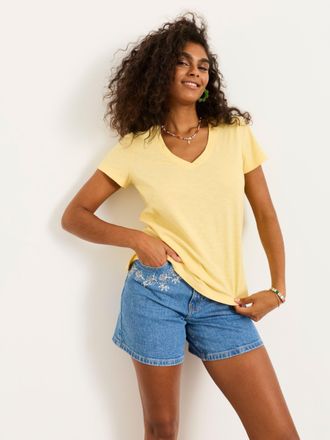 Fat Face FatFace Demi Yellow V Neck T Shirt