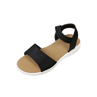 Generic Ladies Wedge Sandals with Elastic Ankle Strap Open Toe Orthopedic Sandal Stylish Breathable Comfortable Casual Wide Fit Walking Sandals Leisure Outdoo