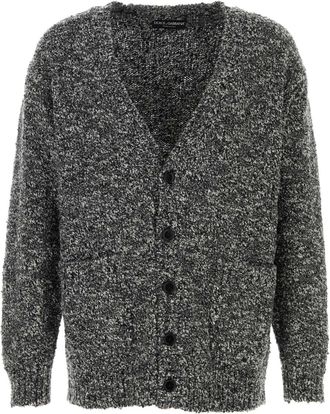 Dolce & Gabbana Mens Two-tone Wool Blend Cardigan - Dark Grey - Size Medium