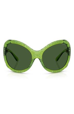 Swarovski 72mm Butterfly Sunglasses in Transparent Green /Dark Green at Nordstrom