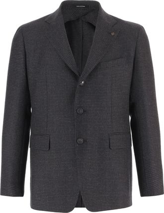 Tagliatore Gray Woln Layered-Collar Wool Jacket