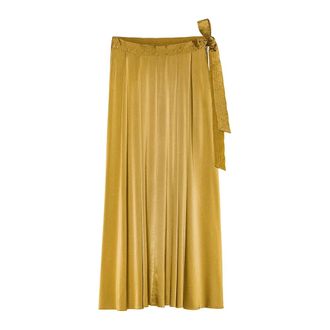 Forte_Forte Zijden Satijnen Midi Rok - Dames - Midirokken - Groen - M - Satijn - Rokken