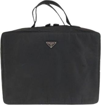 Prada Pre-owned Handbags, male, Black, Size: ONE SIZE Pre-owned Tessuto Nylon Briefcase