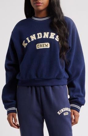 The Mayfair Group Kindness Crew Teddy Fleece Crewneck Sweatshirt in Navy at Nordstrom Rack, Size Small/medium