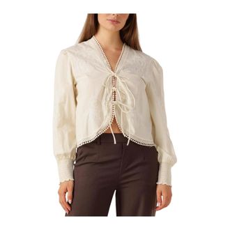 Y.A.S Y.a.s, Overhemden, Dames, Beige, M, Katoen, Cr&egrave;me Katoenen Longsleeve Top