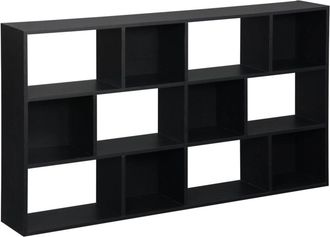 Sweeek Estantería con 3 baldas y 12 compartimentos, negro