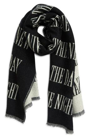 AllSaints Varsity Woven Wool Blend Scarf in Black at Nordstrom