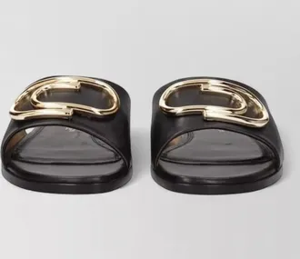 Off-white leather slide sandals