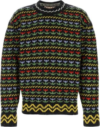 Marni Geborduurd wollen vest - Heren - Ronde hals truien - Veelkleurig - L - Wol - Truien & Vesten