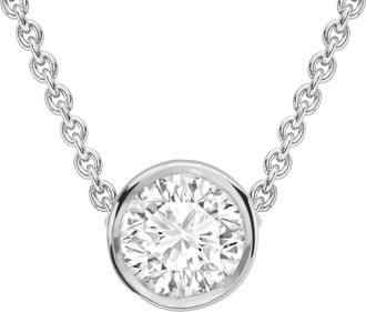 Jewelco London 18ct White Gold Diamond Solitaire Slider Necklace 0.9mm 18 14pts - CWNR02180-18