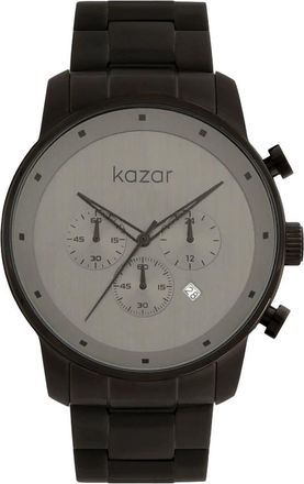 Kazar Horloge met een wijzerplaat in een geborsteld metalen patroon - Heren - Horloges - Zwart - ONE Size - Accessoires
