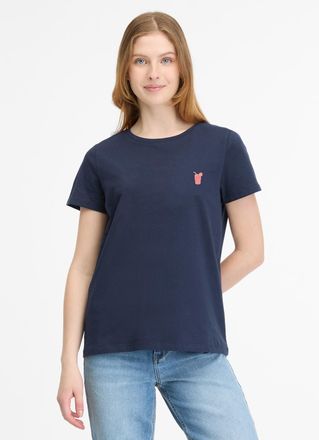 Ragwear T-Shirt RAGWEAR ADORI A, Damen, Gr. XXL, schwarz (midnight), Jersey, Obermaterial: 60% Baumwolle, 40% Polyester, bestickt, regular fit normal, Rundhal