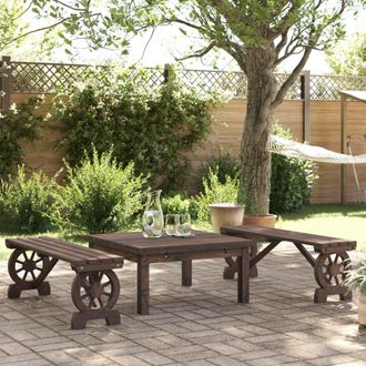 vidaXL Bancos De Jard&iacute;n 2 Unidades Madera Maciza De Abeto Vidaxl