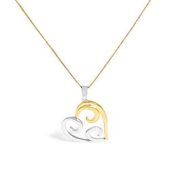 House of Brilliance 10K Yellow Gold Over Silver Open Heart with Swirls Box Chain Pendant Necklace at Nordstrom