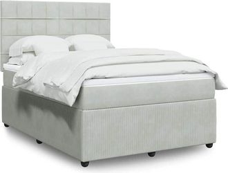 vidaXL Vidaxl - Cama Box Spring Con Colch&oacute;n Terciopelo Gris Claro 140x200 Cm