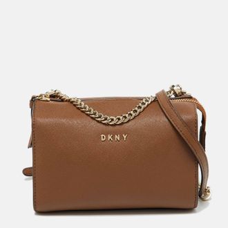 DKNY Dkny Brown Saffiano Leather Shoulder Bags