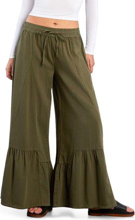 BILLY T Drawstring Waist Tiered Pants in Loden Green at Nordstrom, Size X-Small