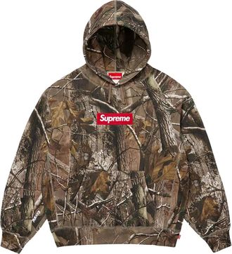 SUPREME Felpa con logo Box e cappuccio - Marrone