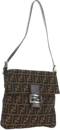 Fendi Pre-owned Vintage Zucca Canvas Shoulder Bag - Dames - Vintage Schoudertas - Bruin - ONE Size - Leer - Vintage