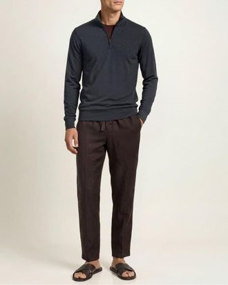 Orlebar Brown Isar Merino Classic Fit Funnel Neck Sweater in Pietra Grey at Nordstrom, Size Xx-Large