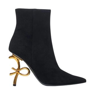 Roberto Festa Milano Schoenen, Dames, Zwart, 38 EU, Su&egrave;de, Zwarte Su&egrave;de Bow Heel Enkellaarsjes
