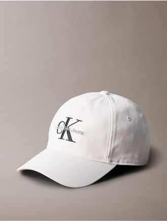 Calvin Klein Mens Embroidered Monologo Baseball Cap - White