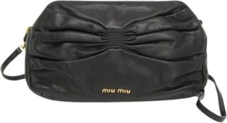 Miu Miu Pre-owned Cross Body Bags, female, Black, Size: ONE SIZE Pre-owned Ribbon Gather Shoulder Bag