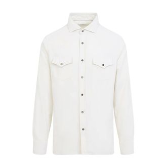 Brunello Cucinelli Heren, Overhemden, Wit, Maat: XL Katoen