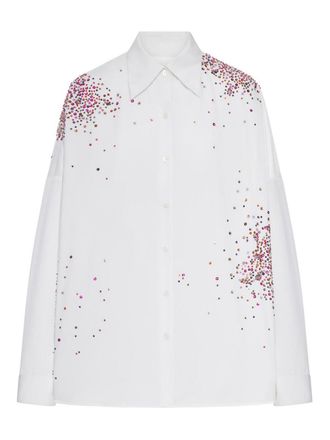 Dries Van Noten Oversized Cotton Shirt With Appliques