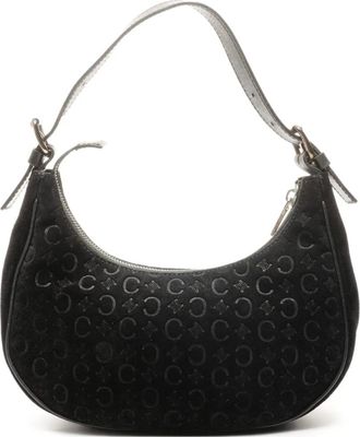 Celine 1990-2000s Macadam suede shoulder bag - Zwart