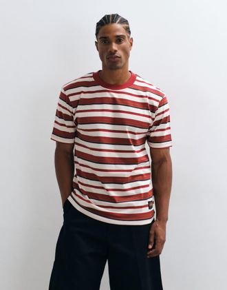 Parlez Clothing t-shirt a righe girocollo rosso