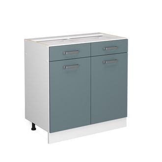 Vicco Mueble Bajo Universal R-line, Gris Azulado, 80 Cm Con Cajones Y Puertas, Sin Encimera Vicco