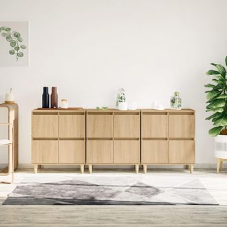 vidaXL Aparadores 3 Uds Madera Contrachapada Roble Sonoma 60x35x70 Cm Vidaxl