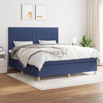 vidaXL Vidaxl - Cama Box Spring Con Colch&oacute;n Tela Azul 160x200 Cm