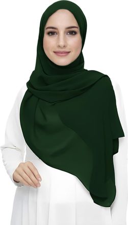 Lina & Lily Premium Chiffon Hijab Head Scarf Shawl Wrap for Muslim Women Lightweight (Dark Green)